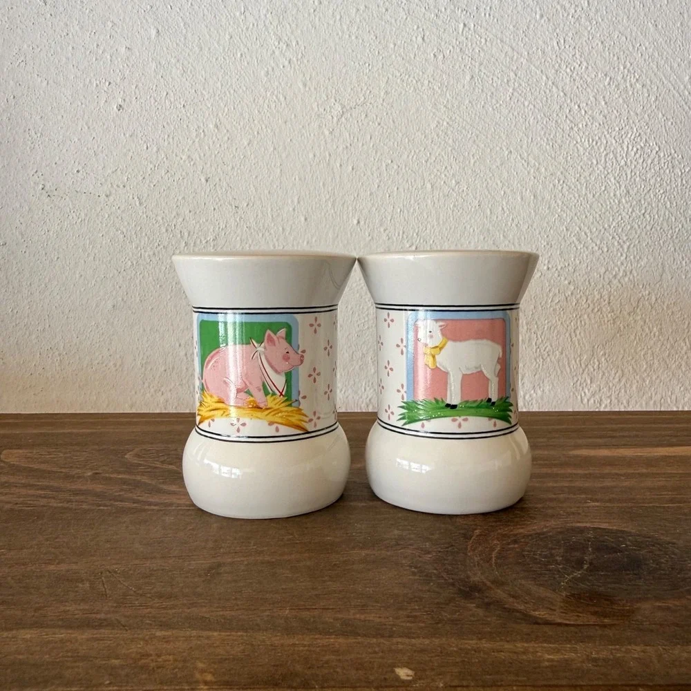 Vintage‎ Pelzman Designs Pig Sheep Salt Pepper Shakers Set Farm Animals Ceramic